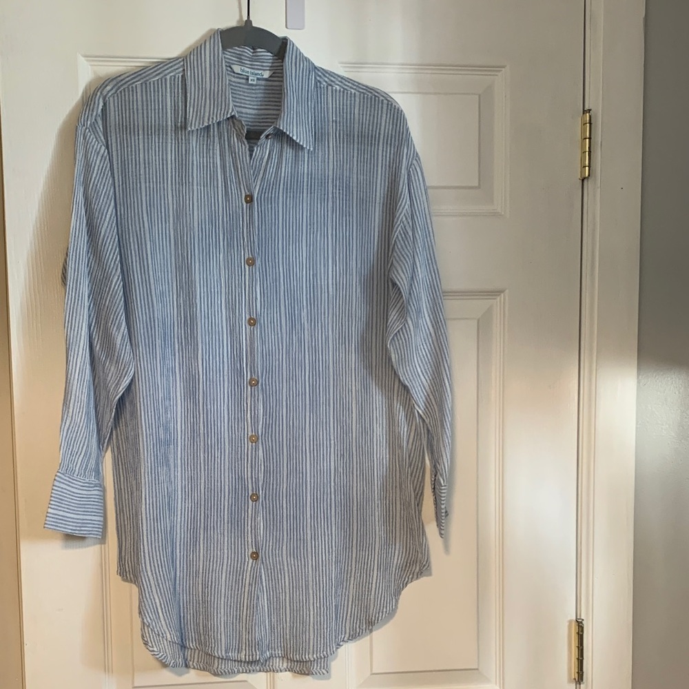 Blue Island Light Blue Pinstripe Casual Shirt